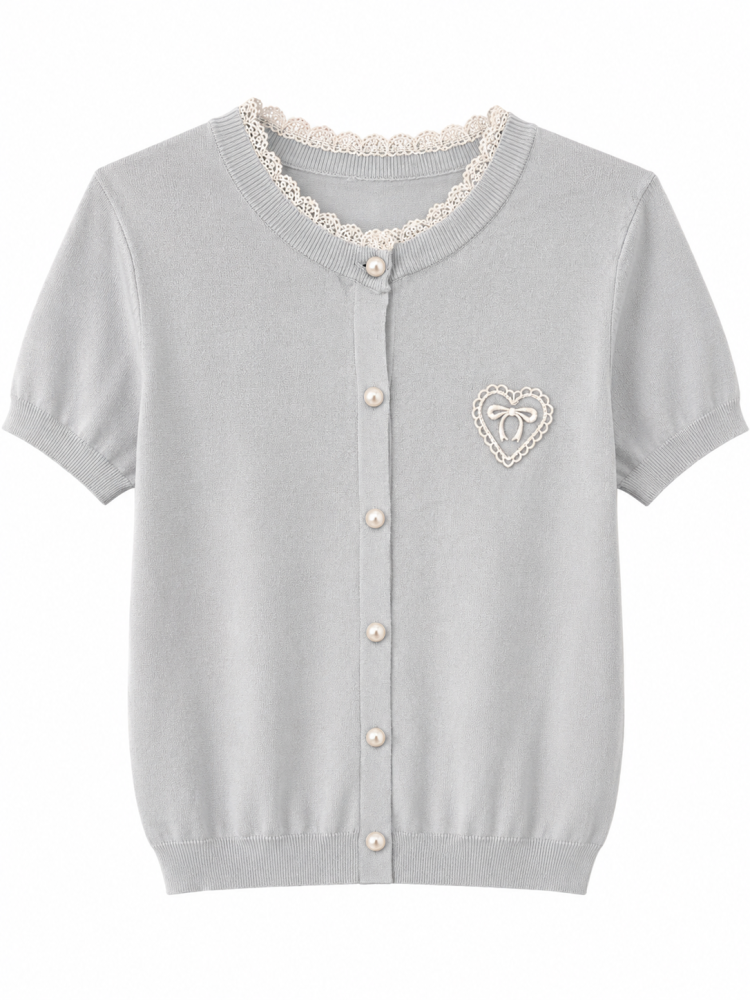 Amelie Heart Knit Cardigan  - Gambar Galeri