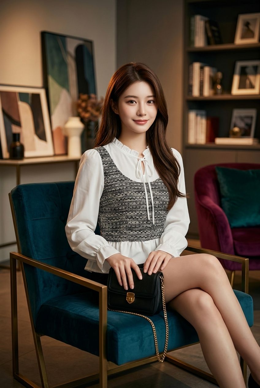 Blouse Ruffle Korean Style - Gambar Detail 1