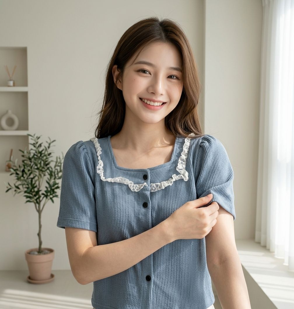 Blus Rib Vintage - Gambar Detail 2