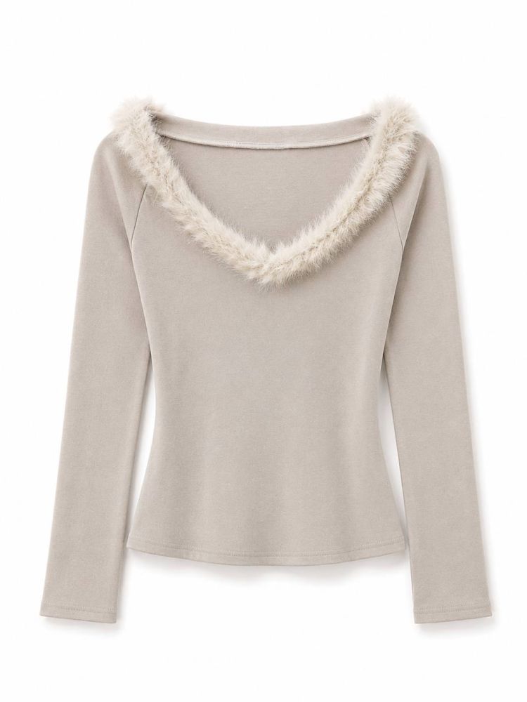 Celestial Snow Fur Trim Long Sleeve - Gambar Galeri