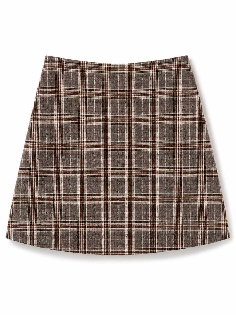Classic Earth-Toned Plaid A-Line Mini Skirt