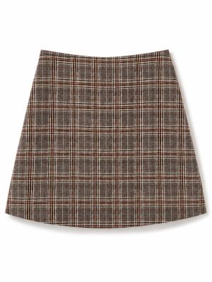 Classic Earth-Toned Plaid A-Line Mini Skirt