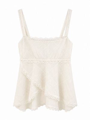 Diamond Grid Lace Peplum Camisole
