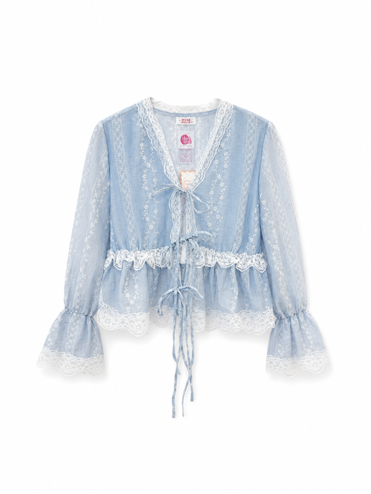 Elodie Lace Tie Blouse  - Gambar Galeri
