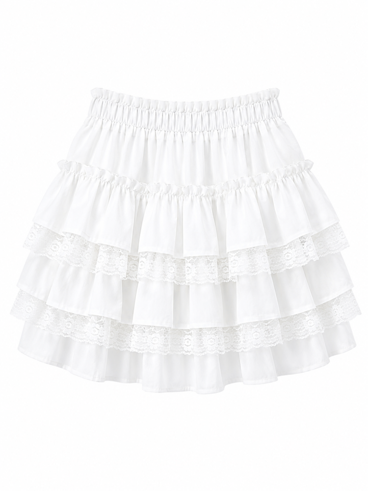 Elowen Lace Tiered Skirt - Gambar Galeri