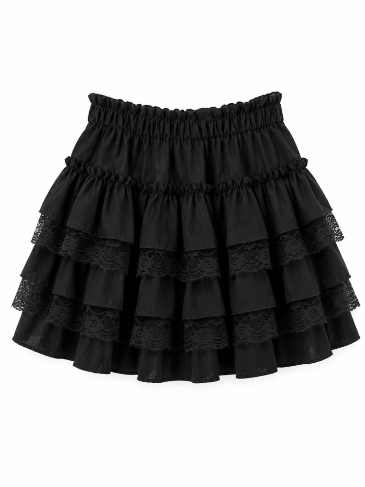 Elowen Lace Tiered Skirt - Gambar Galeri