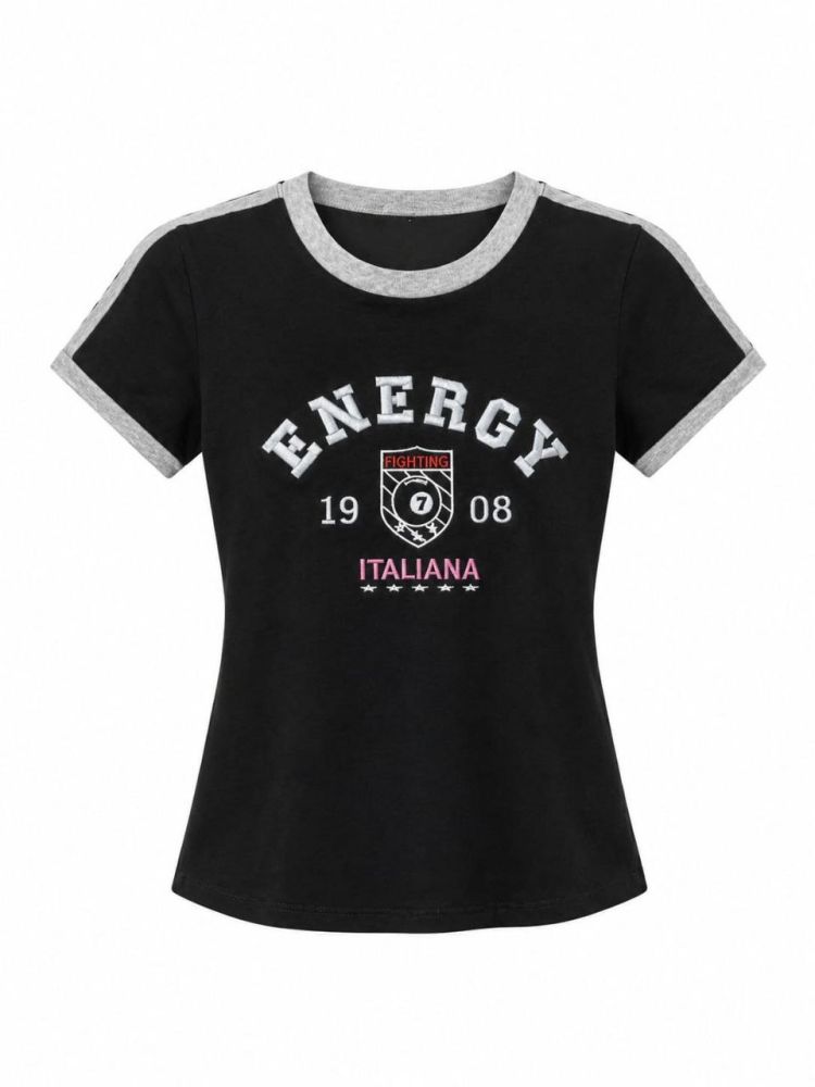 Energy Varsity Sporty Ringer Tee - Gambar Galeri