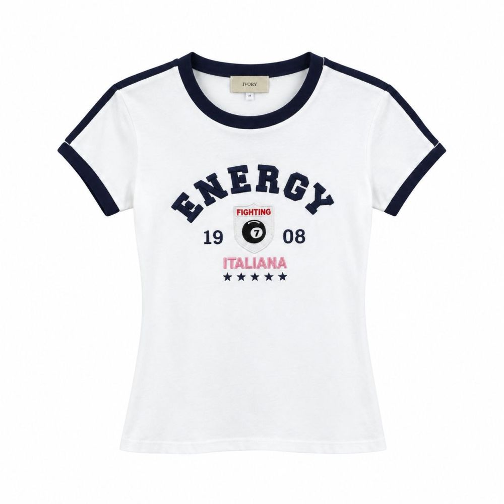Energy Varsity Sporty Ringer Tee - Gambar Galeri