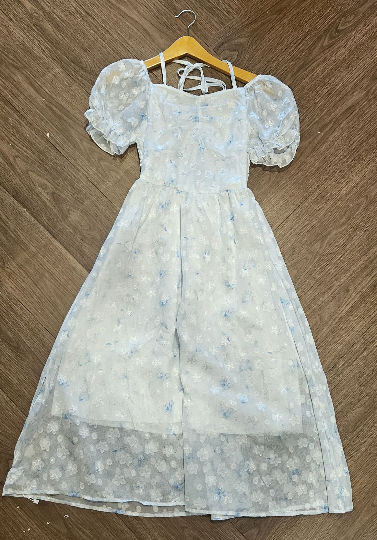 Floral Puff Sleeve Dress - Gambar Detail 4