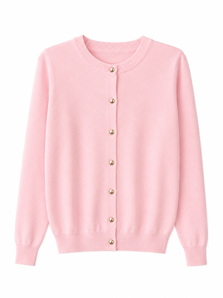 Gold Button Cardigan - Gambar Galeri