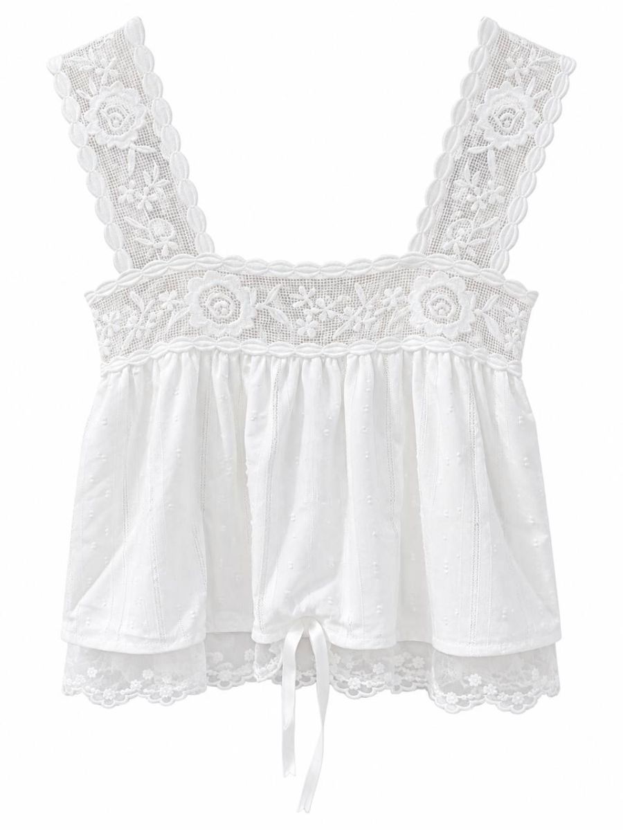 Graceful White Lace Bloom Tank
