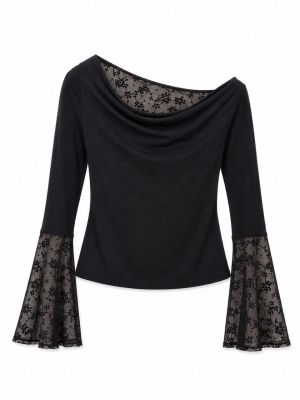 Lace Cowl Neck Bell Sleeve Top