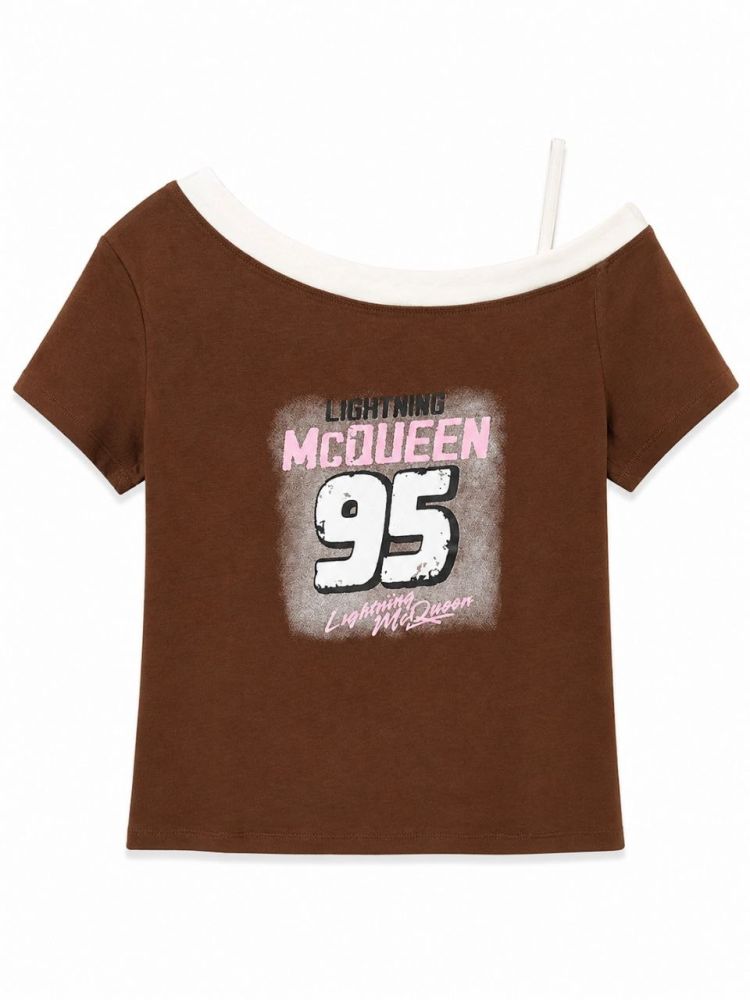 Lightning McQueen 95 Off-Shoulder Tee - Gambar Galeri