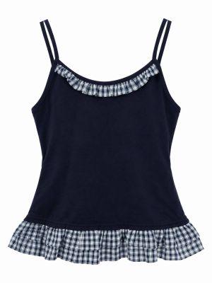 Navy Plaid Ruffle Camisole
