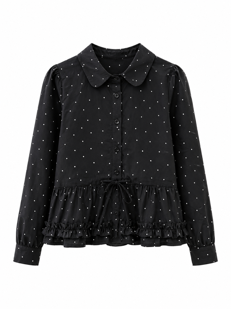 Odelia Polka Peplum Blouse  - Gambar Galeri