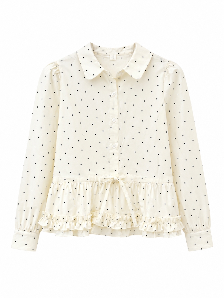 Odelia Polka Peplum Blouse  - Gambar Galeri