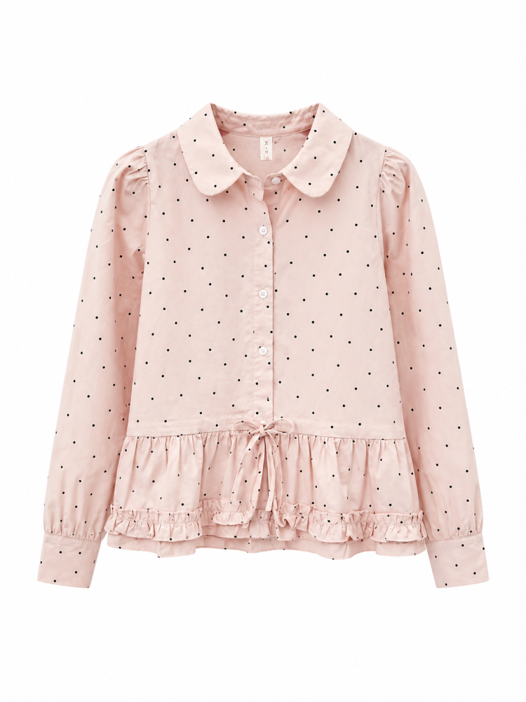 Odelia Polka Peplum Blouse  - Gambar Galeri