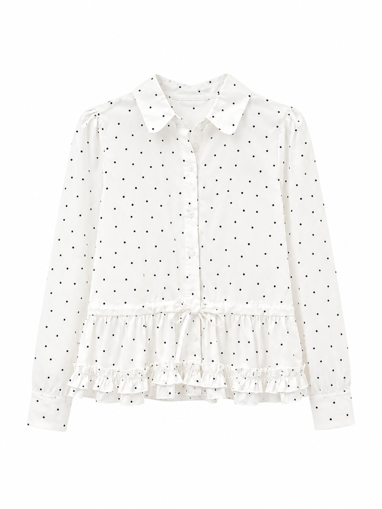 Odelia Polka Peplum Blouse  - Gambar Galeri