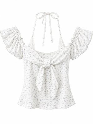Off-Shoulder Halter Floral Top