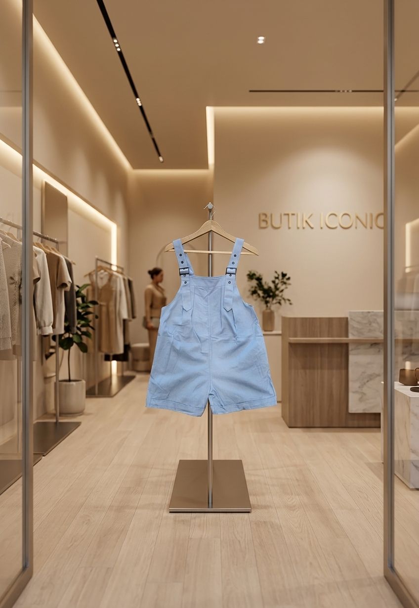 Overall Pendek Biru Muda - Gambar Detail 2