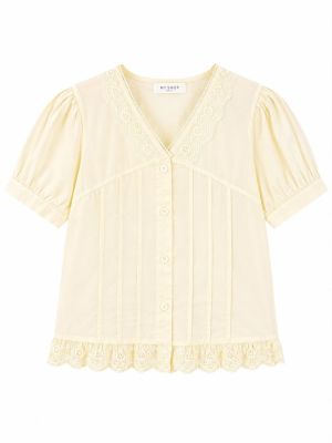 Pale Lace Pintuck Blouse