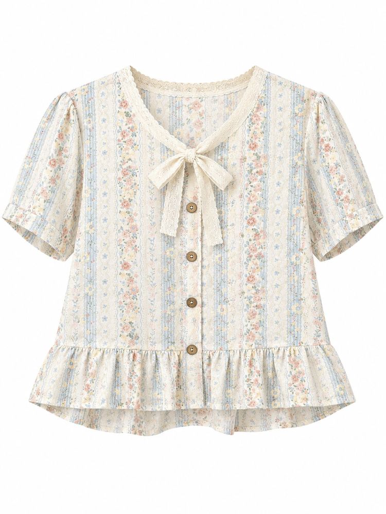 Peplum Floral Blouse - Gambar Galeri