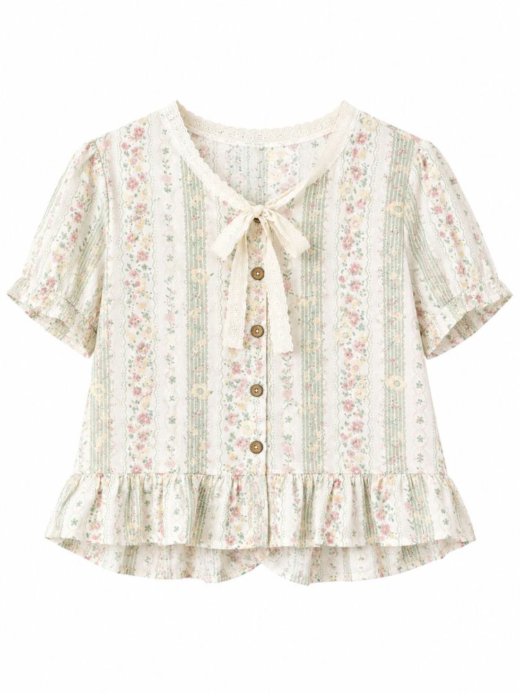 Peplum Floral Blouse - Gambar Galeri