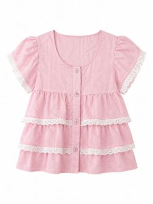 Pink Tiered Flutter Blouse