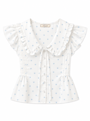 Polka Dot Ruffle Peplum Blouse