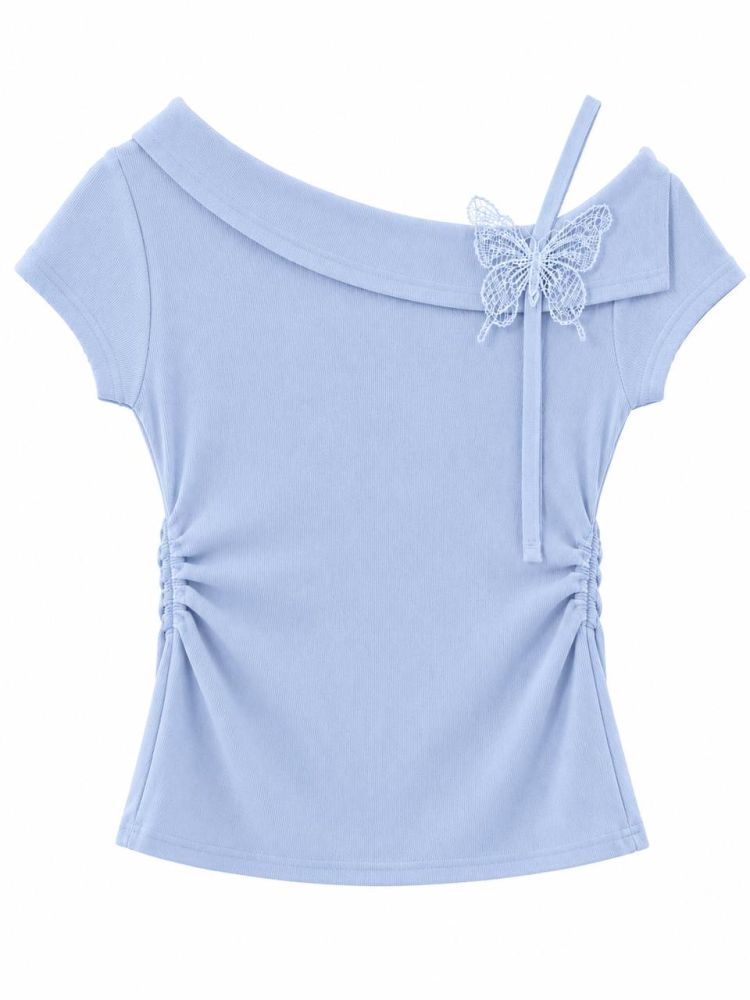 Ribbed Asymmetrical Butterfly Top - Gambar Galeri