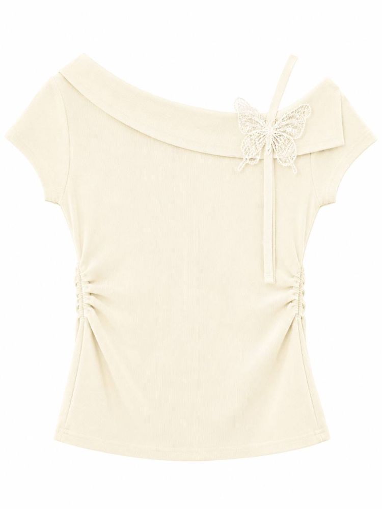 Ribbed Asymmetrical Butterfly Top - Gambar Galeri