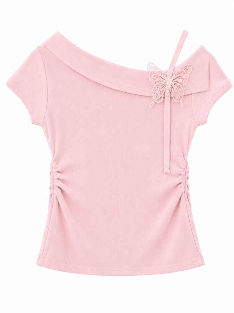 Ribbed Asymmetrical Butterfly Top - Gambar Galeri