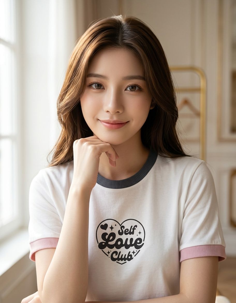 Ringer Tee "Self Love Club" - Gambar Detail 1