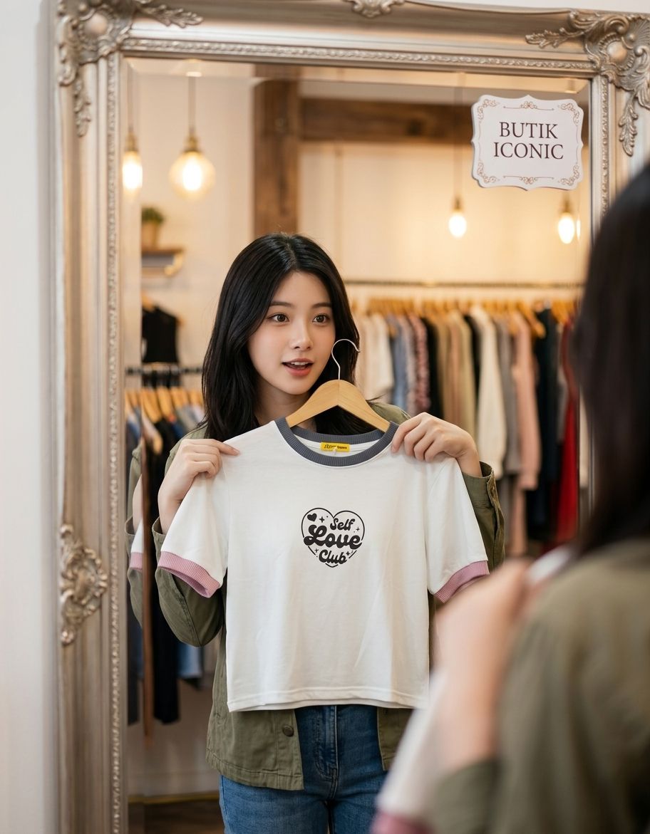 Ringer Tee "Self Love Club" - Gambar Detail 3