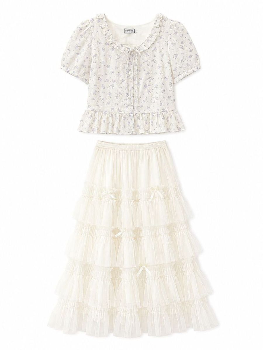 Romantic Floral Co-ord Set with Tiered Tulle Skirt