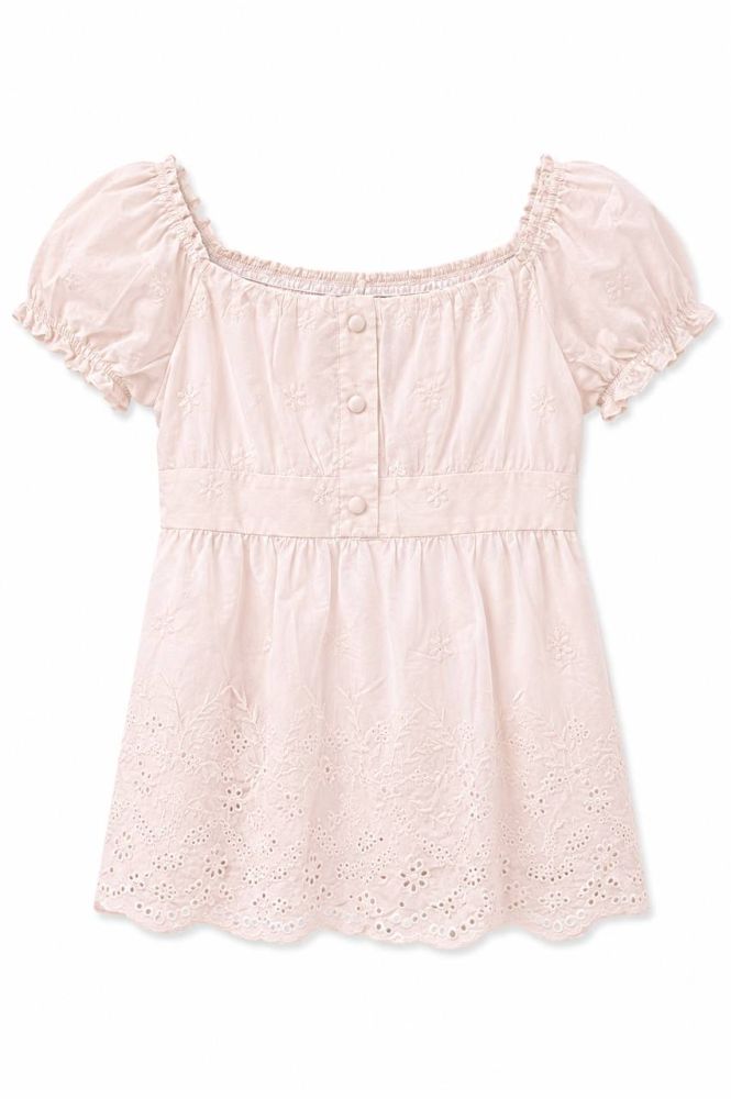 Seraphina Floral Eyelet Milkmaid Top - Gambar Galeri
