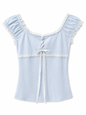 Serene Coquette Ribbed Top