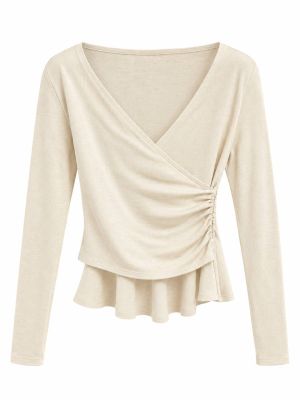 Serene Wrap Peplum Long Sleeve Top
