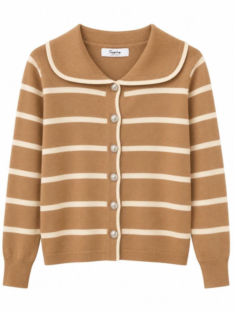 Striped Knit Cardigan  - Gambar Galeri