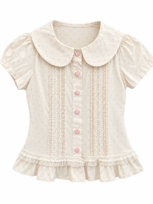 Vintage Polka Dot Lace Blouse