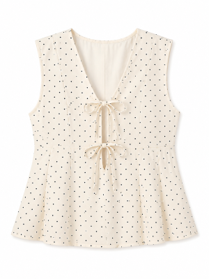Vintage Polka Dotted Ribbon Vest