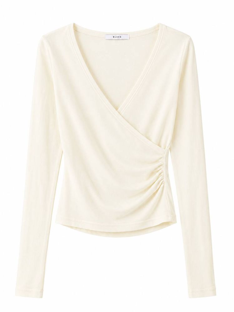 Wrap Front Long-Sleeve Top - Gambar Galeri