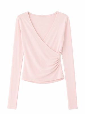 Wrap Front Long-Sleeve Top