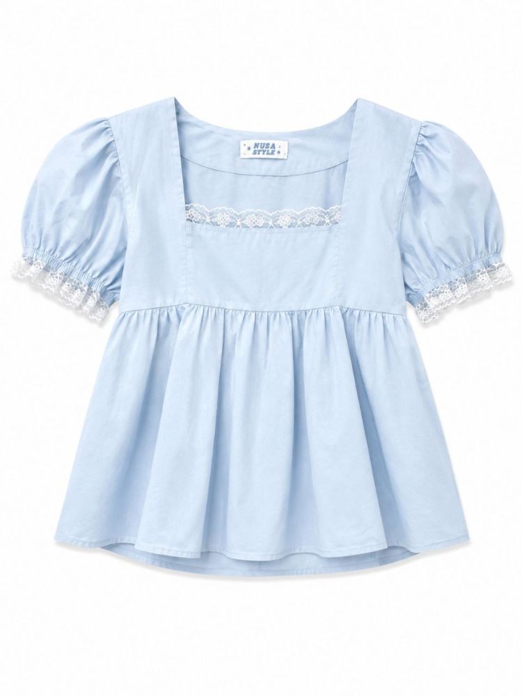 Puff Sleeve Peplum Blouse - Gambar Galeri