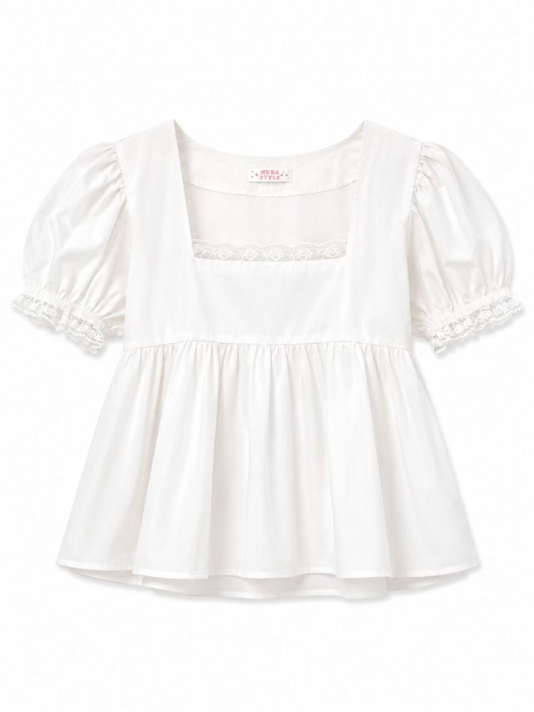 Puff Sleeve Peplum Blouse - Gambar Galeri