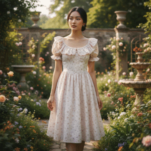 dress vintage kotak-kotak floral