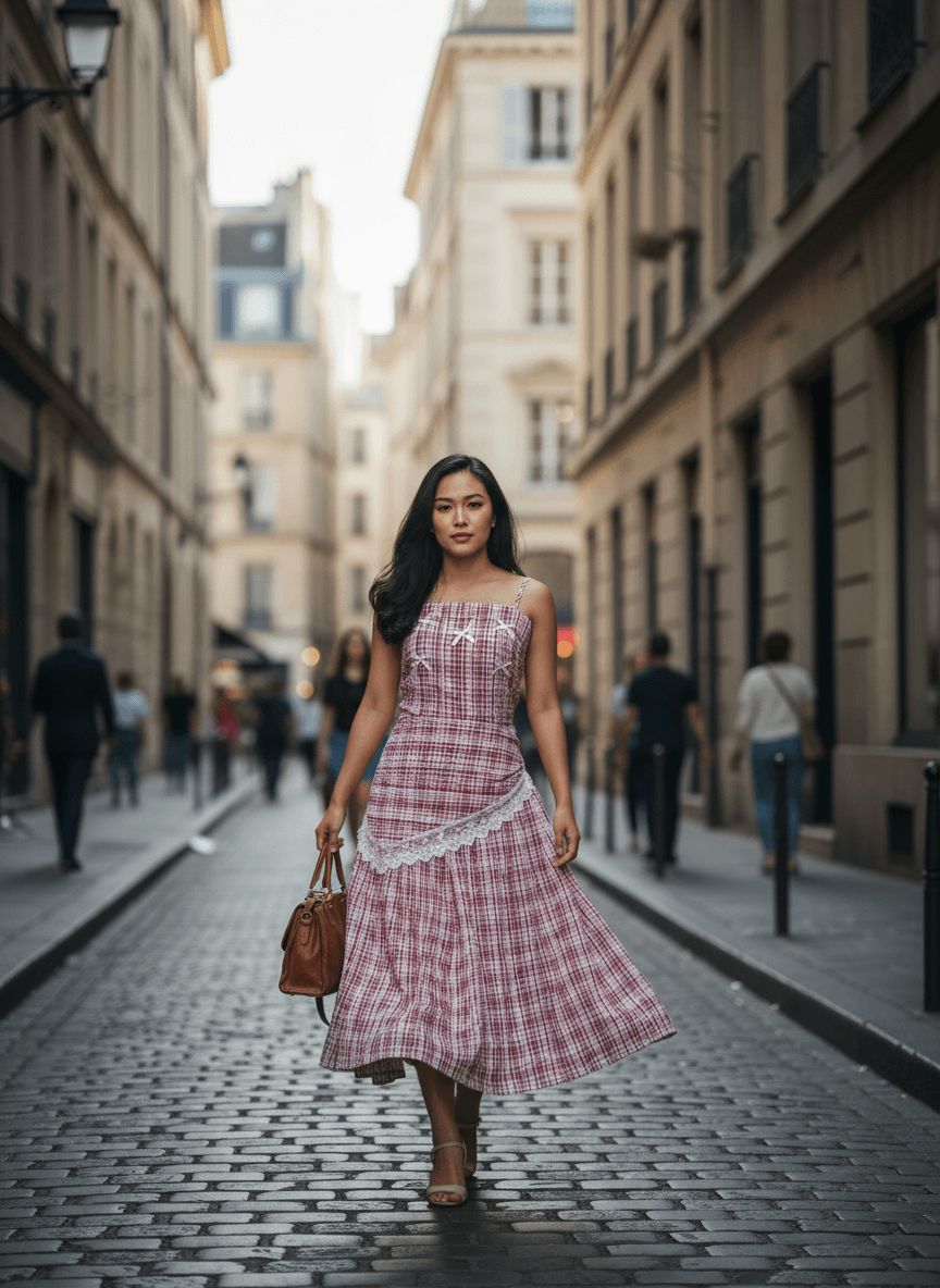 IG-ST-002 Dress kotak-kotak merah putih - Gambar 4