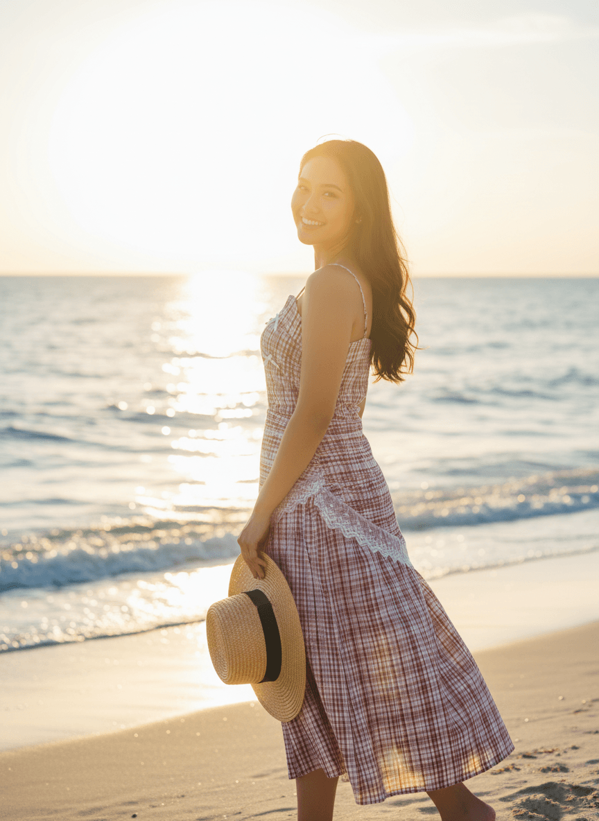 IG-ST-002 Dress kotak-kotak merah putih - Gambar 2