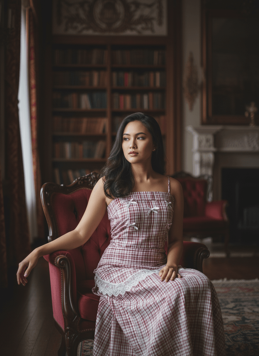 IG-ST-002 Dress kotak-kotak merah putih - Gambar 3